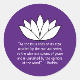 Pegatina Redonda Flor de Lotus blanca y presupuesto de Buda