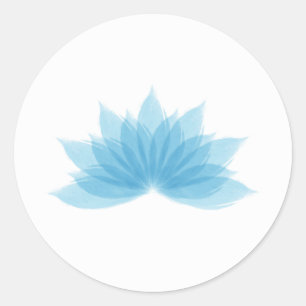 Pegatina Redonda Flor de Lotus en color azul