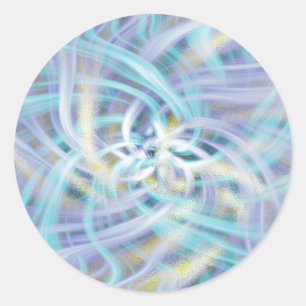 Pegatina Redonda Flor de luz azul y amarilla brillante mágica