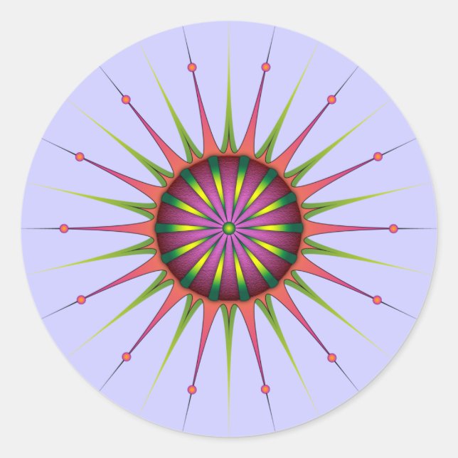 Pegatina Redonda Flor de luz negra (Anverso)