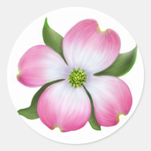 Pegatina Redonda Flor de madera rosa