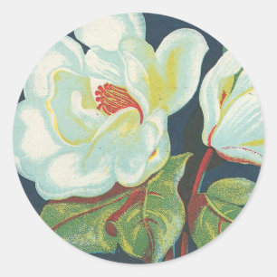 Pegatina Redonda Flor de magnolia vintage