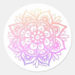 Pegatina Redonda Flor de Mandala con Gradiente Pastel