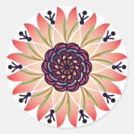 Pegatina Redonda flor de mandala rosa