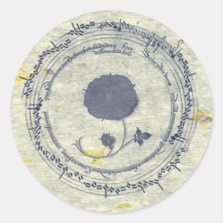 Pegatina Redonda Flor de manuscrito medieval