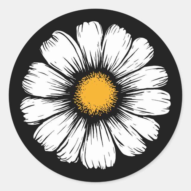 Pegatina Redonda Flor de Margarita (Anverso)