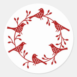 Pegatina Redonda Flor de pájaro estilo escandinavo moderno