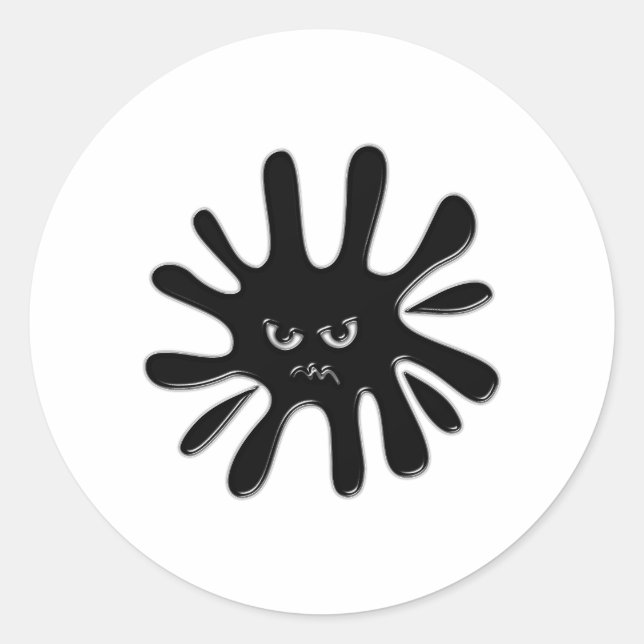 Pegatina Redonda Flor de pintura negra furiosa (Anverso)