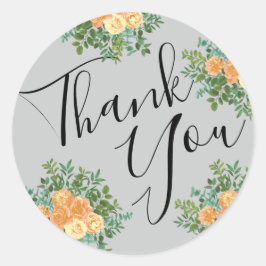 Pegatina Redonda Flor de primavera de Boda gris permeable