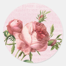 Pegatina Redonda Flor de rosa pastel rosa