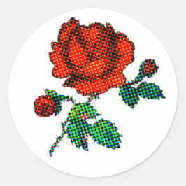 Pegatina Redonda Flor de Rosa Semitono Arte Fino
