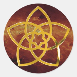 Pegatina Redonda Flor de Venus del símbolo/universo del ORO el  