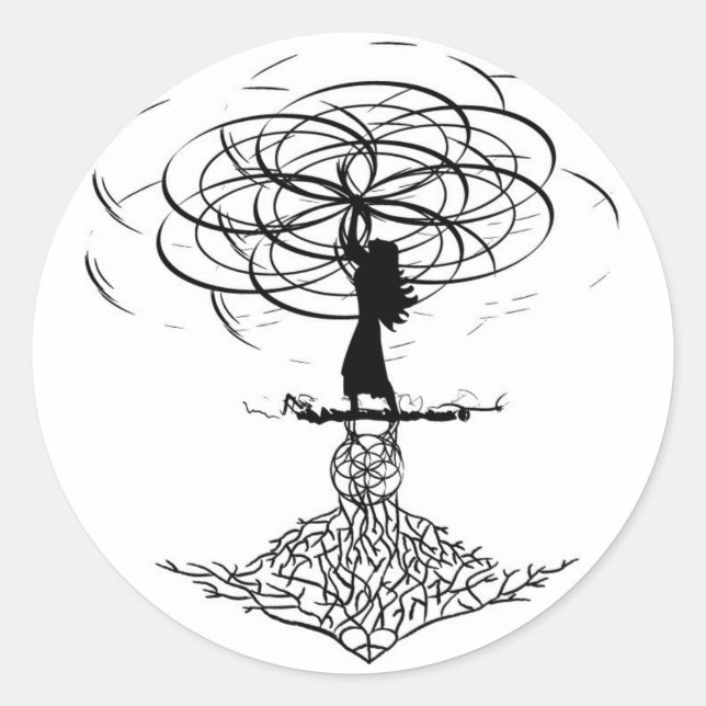 Pegatina Redonda Flor de vida (Anverso)