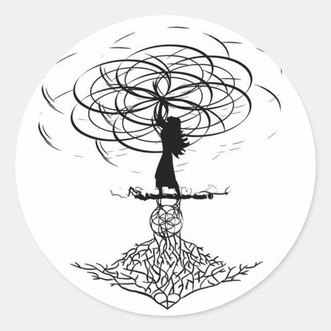 Pegatina Redonda Flor de vida (Anverso)