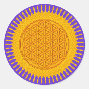 Pegatina Redonda Flor de vida - amarillo soleado