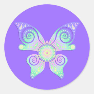 Pegatina Redonda Flor de vida / Blume des Lebens - mariposa