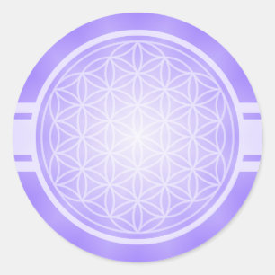 Pegatina Redonda Flor de vida / Blume des Lebens - transpa blanca.