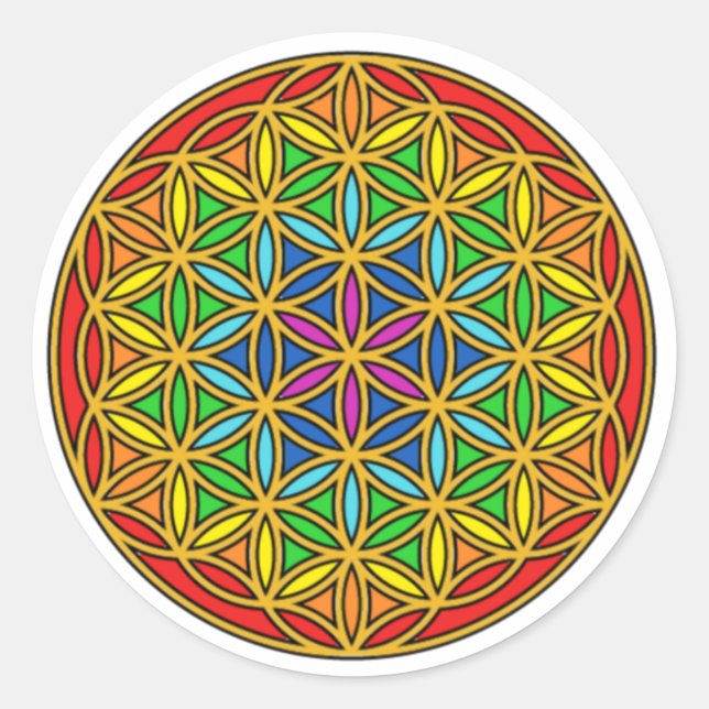 Pegatina Redonda Flor de vida Chakra1 (Anverso)