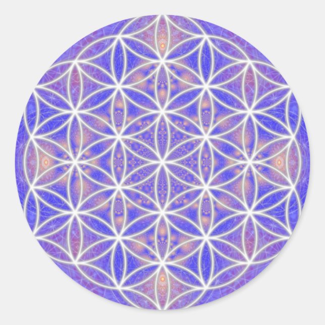 Pegatina Redonda Flor de vida (color 3) (Anverso)