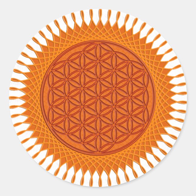 Pegatina Redonda Flor de vida / diseño soleado (Anverso)