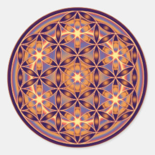 Pegatina Redonda Flor De Vida - Estilo De Botón 02