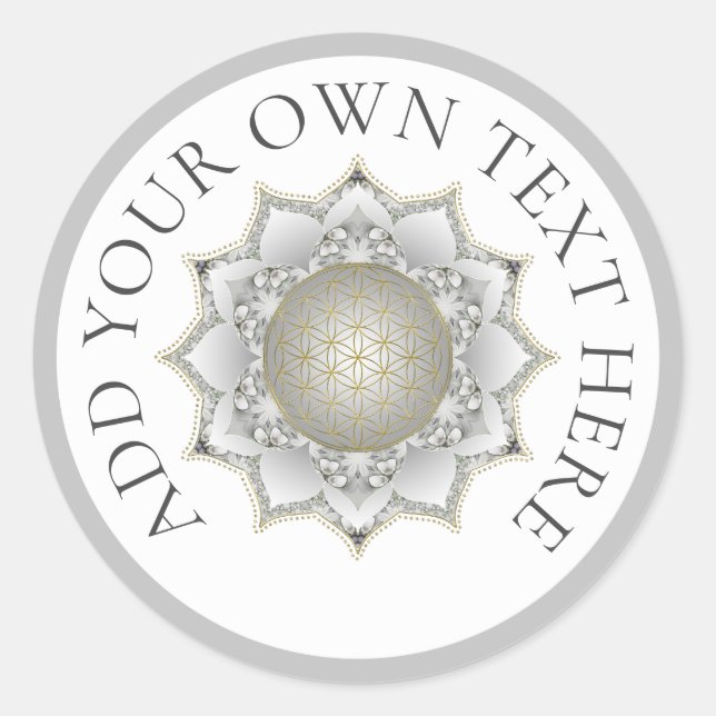 Pegatina Redonda Flor De Vida - Flores Mandala 1 (Anverso)