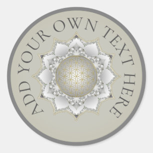 Pegatina Redonda Flor De Vida - Flores Mandala 1