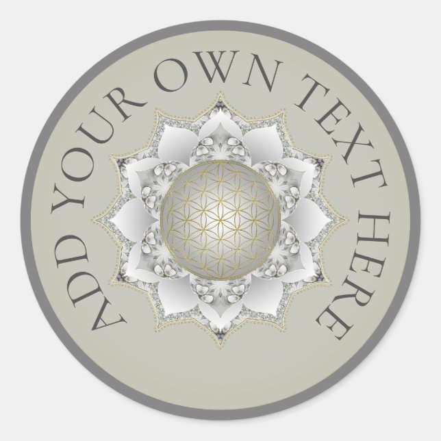 Pegatina Redonda Flor De Vida - Flores Mandala 1 (Anverso)