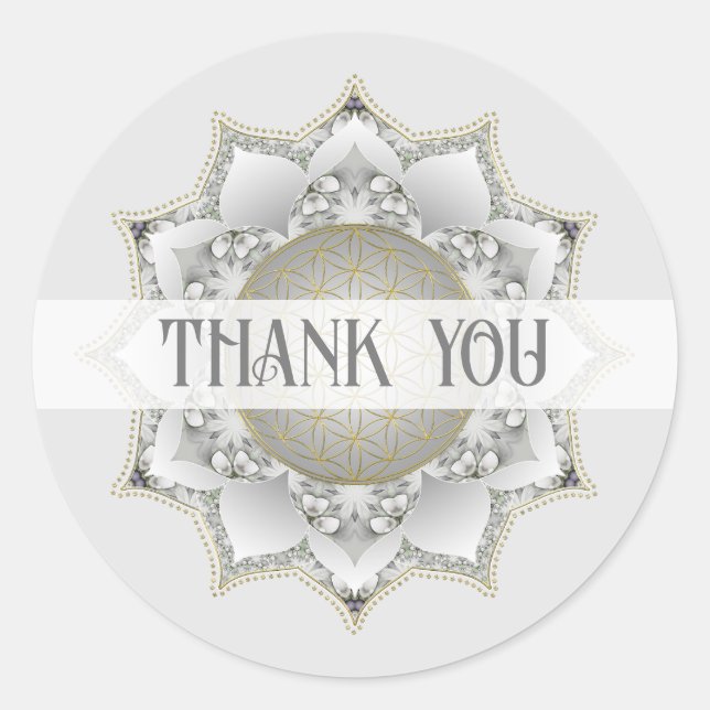 Pegatina Redonda Flor De Vida - Flores Mandala 1 (Anverso)