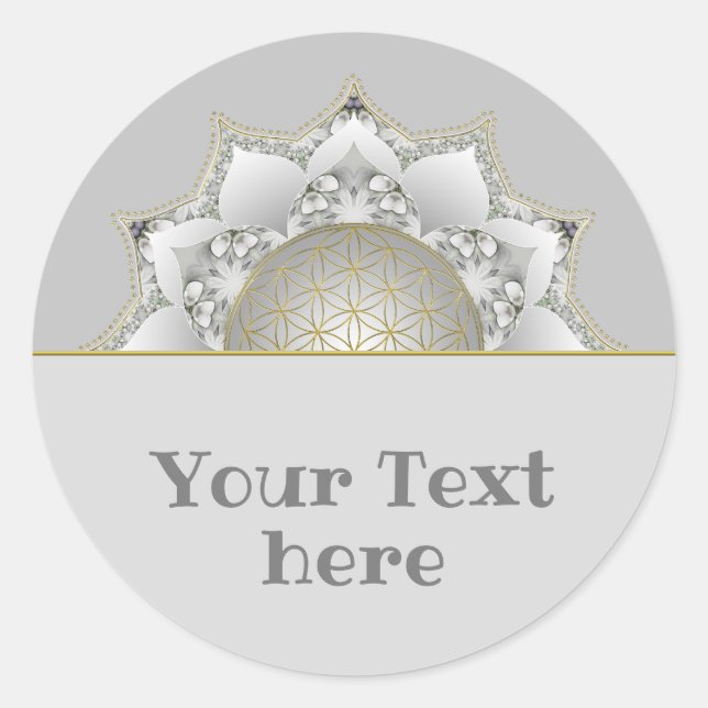 Pegatina Redonda Flor De Vida - Flores Mandala 1 (Anverso)