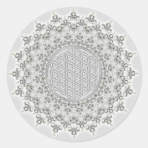Flor de vida - Fractal Mandala gris verde
