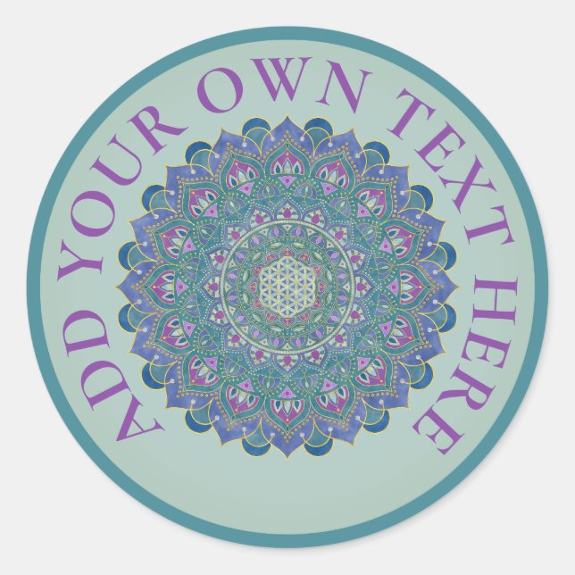 Pegatina Redonda Flor De Vida - Mandala Estilo India 1 (Anverso)