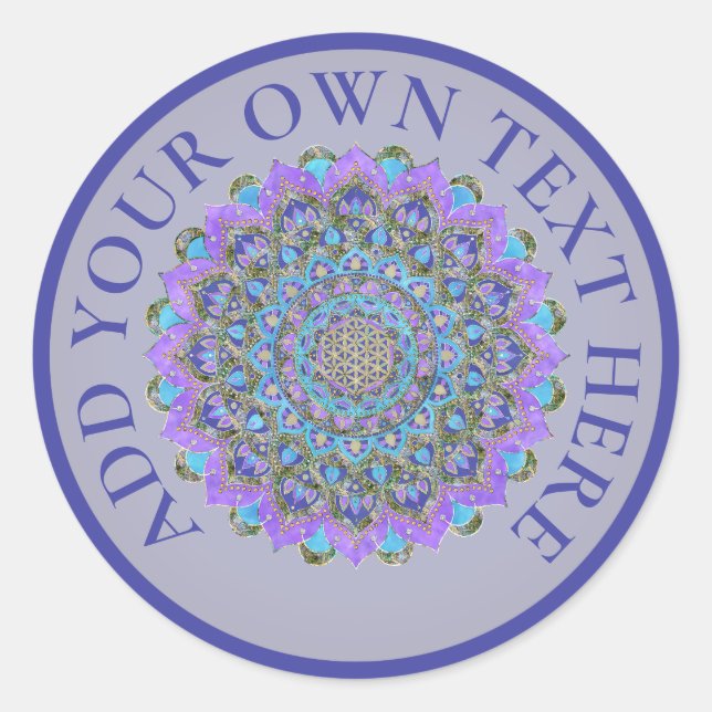 Pegatina Redonda Flor De Vida - Mandala Estilo India 2 (Anverso)