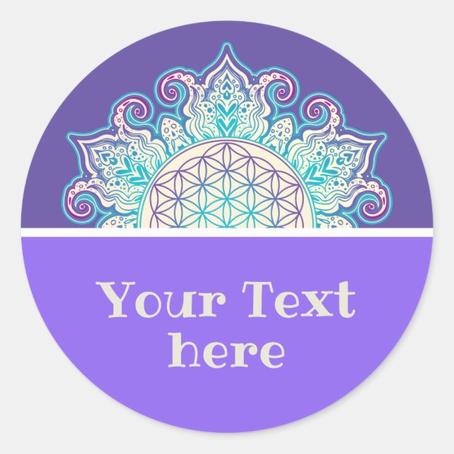 Pegatina Redonda Flor de vida - Mandala india 2 (Anverso)