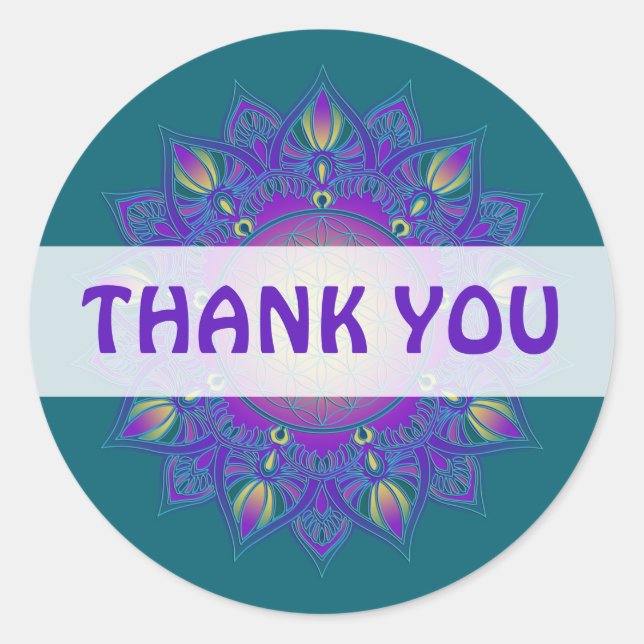 Pegatina Redonda Flor de vida - Mandala india 3 (Anverso)