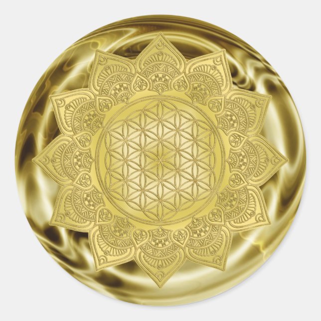 Pegatina Redonda Flor de vida - Mandala india 4 (Anverso)