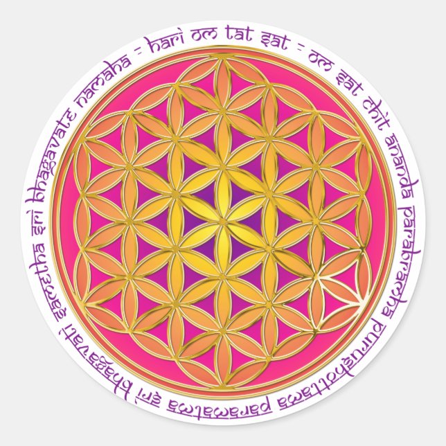 Pegatina Redonda Flor De Vida / Moola Mantra (Anverso)