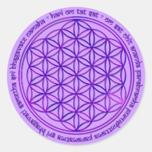Pegatina Redonda Flor de vida - Moola Mantra - violeta