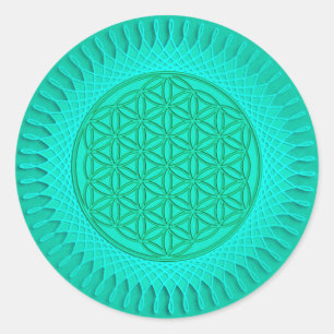 Pegatina Redonda Flor de vida - sol - patrón ininterrumpido 2