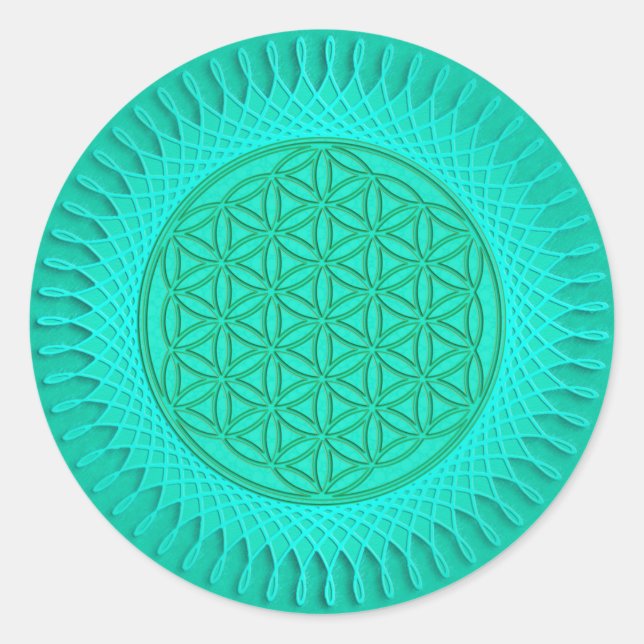 Pegatina Redonda Flor de vida - sol - patrón ininterrumpido 2 (Anverso)