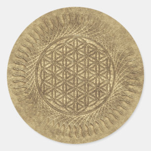 Pegatina Redonda Flor de vida - sol - patrón ininterrumpido 4