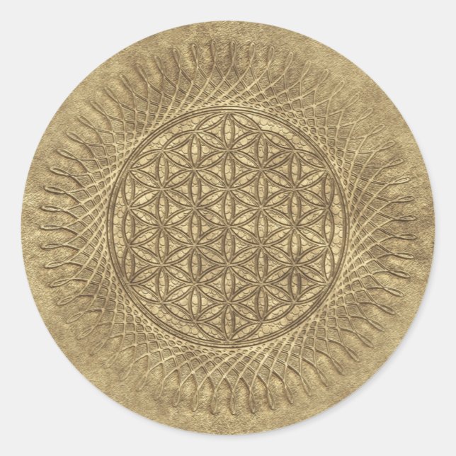 Pegatina Redonda Flor de vida - sol - patrón ininterrumpido 4 (Anverso)