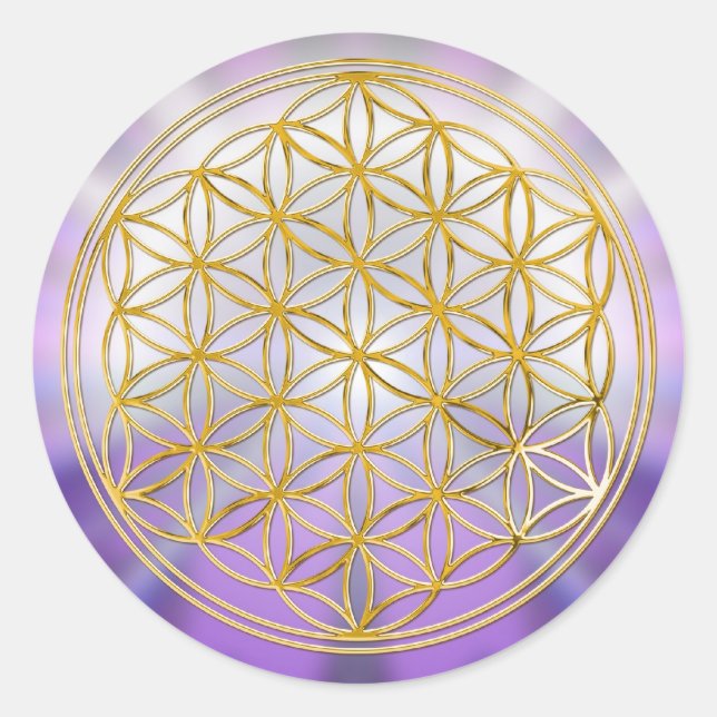 Pegatina Redonda Flor De Vida Yantra (Anverso)