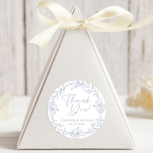Pegatina Redonda Flor de Vinca Simple Gracias Boda