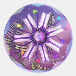 Pegatina Redonda Flor en el desierto