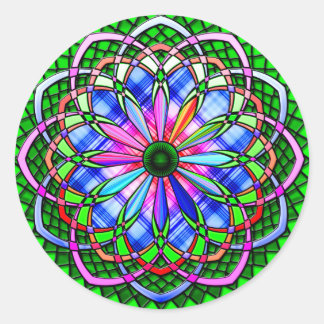 Pegatina Redonda Flor espiral de primavera