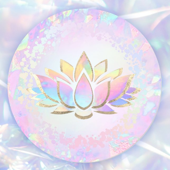 Pegatina Redonda flor faux holográfica de loto (Subido por el creador)