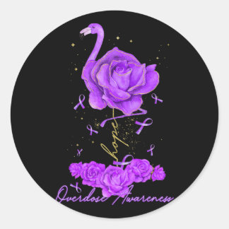 Pegatina Redonda Flor Flamingo Hope Purple Ribbon Sobredosis Awarde