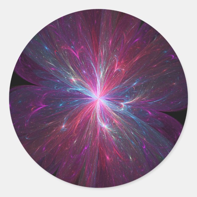 Pegatina Redonda Flor fractal (Anverso)