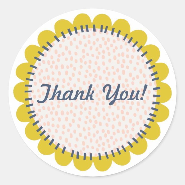 Pegatina Redonda Flor Funky (Anverso)